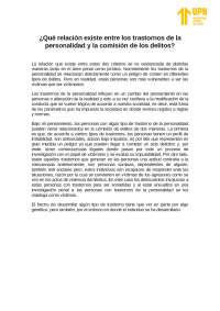 ¿Qué relación existe entre los trastornos de la personalidad y la comisión de los delitos?