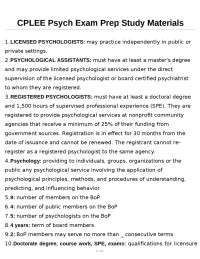 CPLEE Psych Exam Prep Study Materials