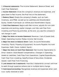 Financial Statements and Valuation Fundamentals