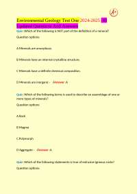 Environmental Geology Test One 2024-2025