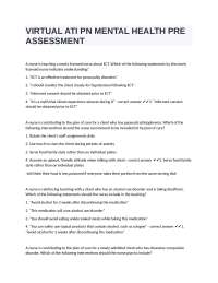 VIRTUAL ATI PN MENTAL HEALTH PRE ASSESSMENT