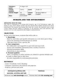 Teaching English Reading Skills: Green Living for Grade 10