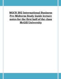 MGCR 382 International Business Pre-Midterm Study Guide lecture notes for the first half o