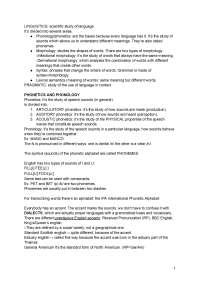Modulo teorico Inglese I