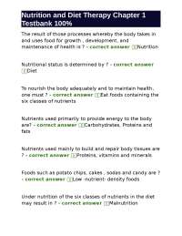 Nutrition and Diet Therapy: Fundamentals and Applications