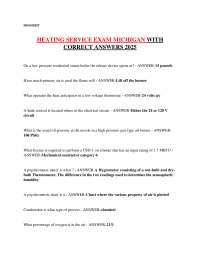 HEATING SERVICE EXAM MICHIGAN WITH  CORRECT ANSWERS 2025