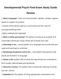 Developmental Psych Final Exam Study Guide Review