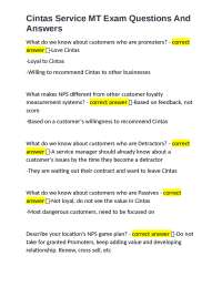 Cintas Service MT Exam Questions and Answers