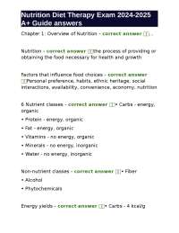 Nutrition Diet Therapy Exam 2024-2025