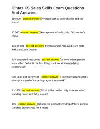 Cintas FS Sales Skills Exam Questions and Answers