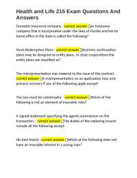 Health and Life 215 Exam Questions And Answers