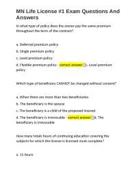 MN Life License #1 Exam Questions and Answers