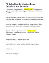 FS Sales Rep Certification Exam Questions And Answers