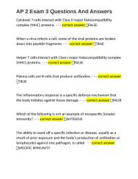 AP 2 Exam 3 Questions And Answers
