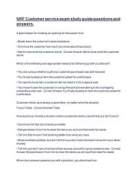 NRF Customer service exam study guide questions and answers.