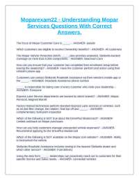 Mopar Exam 22 - Understanding Mopar Services