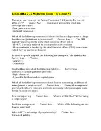 LSUS MHA 706 Midterm Exam – Q’s And A’s