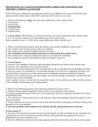PSYCH/COGSCI 127, COGNITIVE NEUROSCIENCE, SPRING 2024 ANSWER KEY FOR MIDTERM 1 VERSION A (