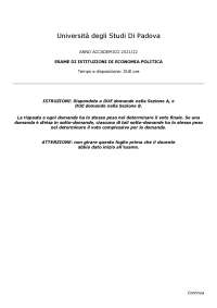 Prova di esame 2021/2022 del corso 'Istituzioni di economia politica'.