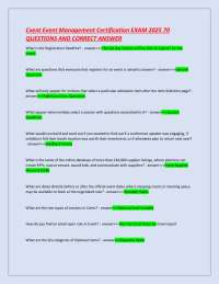 Cvent Event Management Certification EXAM 2025 70 QUESTIONS AND CORRECT ANSWER