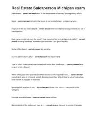 Real Estate Salesperson Michigan exam