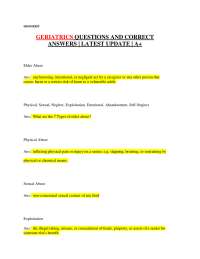 GERIATRICS QUESTIONS AND CORRECT  ANSWERS | LATEST UPDATE | A+