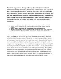 ENG 105 Topic 1 Assignment; Summary of Current Course Content Knowledge