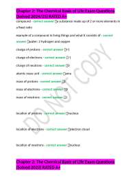 Chapter 2: The Chemical Basis of Life Exam Questions (Solved 2024/25) RATED A+