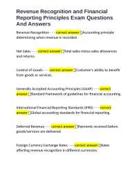 Revenue Recognition and Financial Reporting Principles Exam Questions and Answers