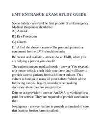 EMT Entrance Exam Study Guide