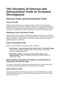 Internal and International Trade: A Comprehensive Analysis of Economic Development
