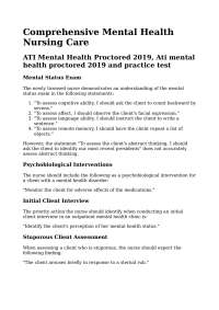Nursing Care for Clients with Mental Health Disorders