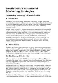 Marketing Strategy of Nestlé Milo