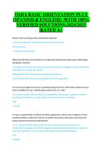 OSHA BASIC ORIENTATION PLUS (SPANISH & ENGLISH) -WITH 100% VERIFIED SOLUTIONS-2024/2025 |R