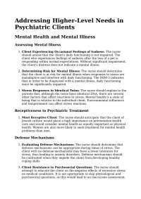 Addressing Higher-Level Needs in Psychiatric Clients: A Guide to Mental Health and Illness