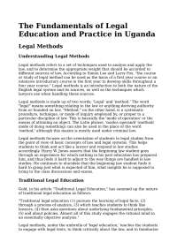 Legal Methods and Legal Education in Uganda