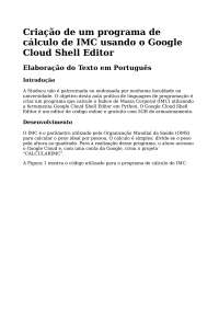 Cálculo do Índice de Massa Corporal (IMC) usando Python no Google Cloud Shell