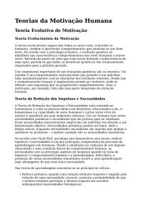 Teorias da Motivação: Uma Abordagem Evolutiva e Comportamental