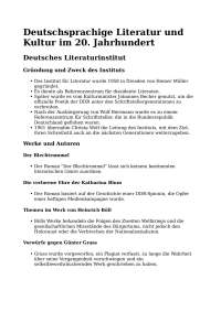Deutschsprachige Literatur und Kultur