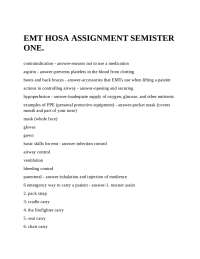 EMT HOSA ASSIGNMENT SEMISTER ONE