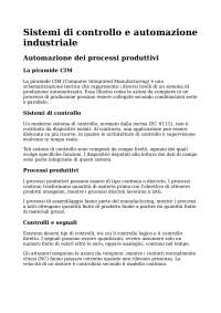 Sistemi di Controllo e Automazione Industriale: Introduzione e Concetti Fondamentali