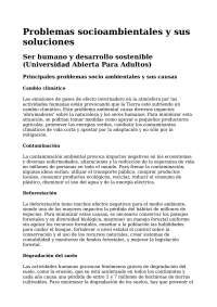 Desafíos del Desarrollo Sostenible: Problemas Socioambientales y Soluciones