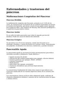 Resumen de Patología Estructural y Funcional del Páncreas - Prof. Gonzales
