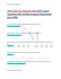 USPS Exam 421 Window Clerk 2025 (Latest  Questions with Verified Answers) Guaranteed  pass
