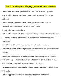 Anesthesia Considerations for Orthopedic Surgeries