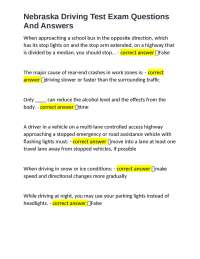 Nebraska Driving Test Exam Questions and Answers