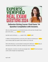 Defensive Driving Course: Final Exam