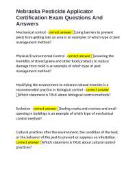 Nebraska Pesticide Applicator Certification Exam Questions And Answers