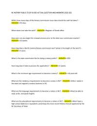 North Carolina Notary Public Study Guide - Questions and Answers 2023-202