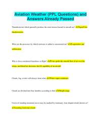 Aviation Weather (PPL Questions) and Answers Already Passed